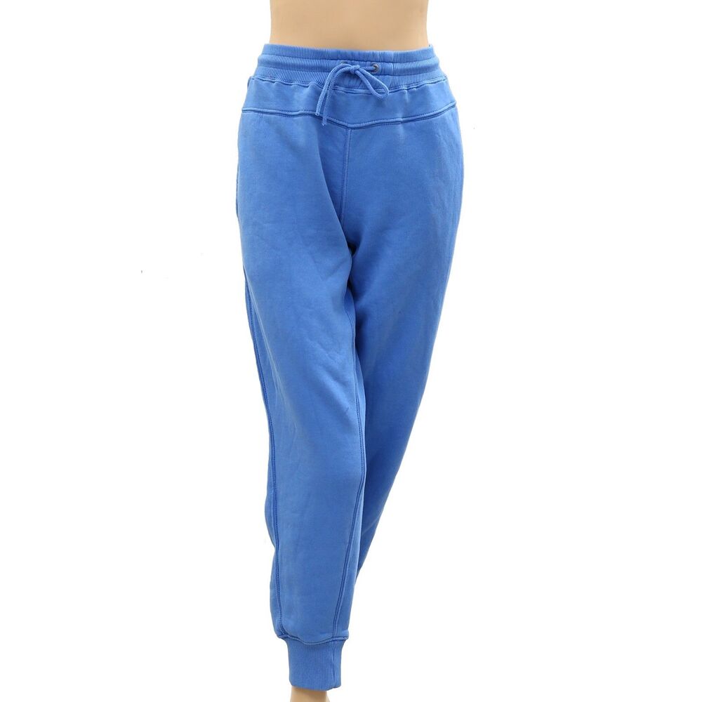 Free People FP Movement Jogger Pants Ribbed Solid Slouchy Pull-On Blue S 287147